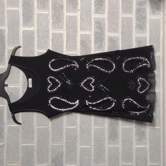 FREE w/ Bundle Crisci Black Sequined Beaded Tunic Top Mini Dress Made In Italy - Picture 1 of 15